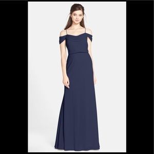 Jenny Yoo Sabine Navy Long Bridesmaids Dress Sz 4